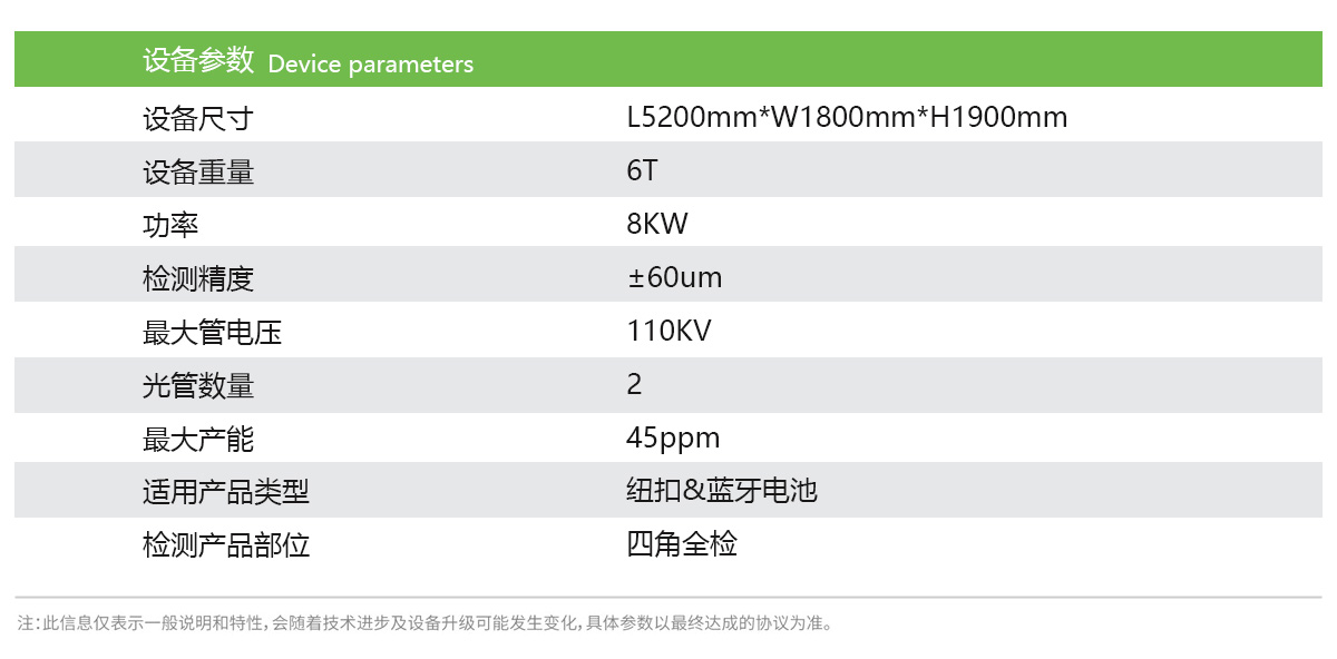 x射线检测设备参数